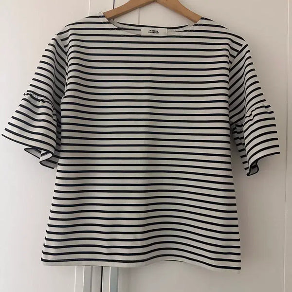 [BUNJANG] Blossom H Company Striped Short Sleeve T-Shirt / 블로썸에이치컴퍼니 반팔 스트라이프 티셔츠
