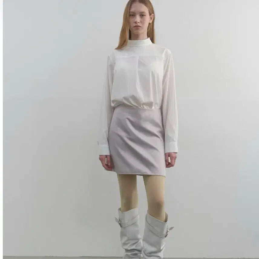 [BUNJANG] Majoné Satin Mini Skirt - Grey, Size M / 마조네 새틴 미니 스커트