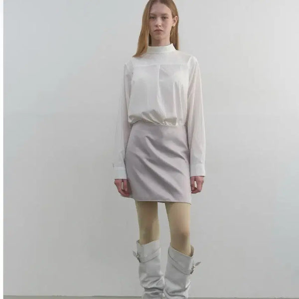 [BUNJANG] Majoné Satin Mini Skirt - Grey, Size M / 마조네 새틴 미니 스커트