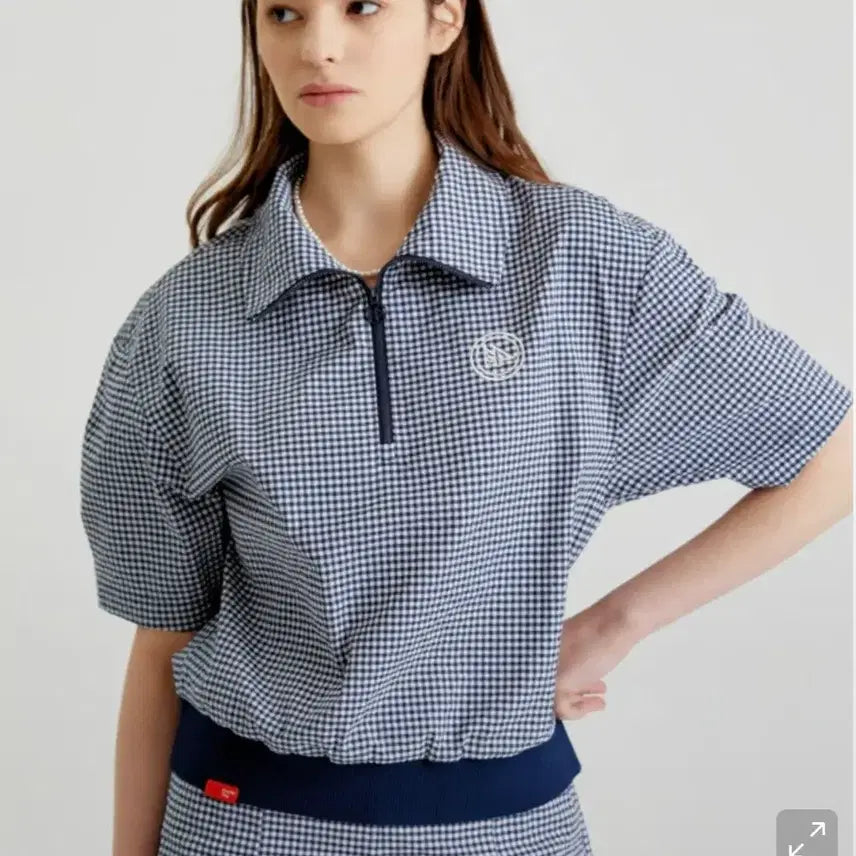 [BUNJANG] Double Flag Golf Check Half Zip-Up Shirt L / 무신사 더블 플래그 골프 체크 하프 집업 셔츠 L