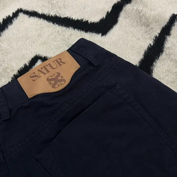 [BUNJANG] SATUR Cotton Roll-up Shorts Navy / [M]SATUR 코튼 롤업 반바지/짙은네이비