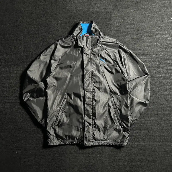 [BUNJANG] Puma Old School Black Blue Windbreaker Jacket L / 푸마 올드스쿨 블랙 블루 바람막이 자켓