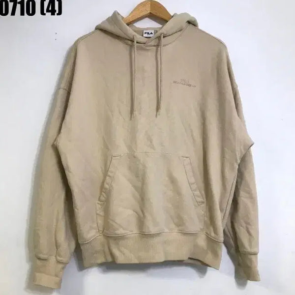 [BUNJANG] Fila Beige Embroidered Logo Hoodie Size S / 휠라 베이지 후드티 S 0710