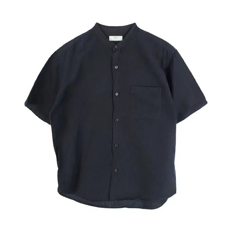 [BUNJANG] Uniqlo Men's Cotton Linen Mandarin Collar Short Sleeve Shirt (L) / 유니클로 (MEN - L) 코튼 린넨 차이나넥 반팔 셔츠