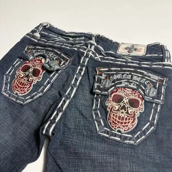 [BUNJANG] Laguna Beach 00s Y2K Punk Deadstock Stitch Embroidered Denim Pants / 라구나비치 00's Y2K 펑크 데드스탁 스티치 자수 데님팬츠 R2440