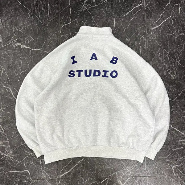 [BUNJANG] Iab Studio Half Zip-Up Pullover Light Gray / 아이앱 스튜디오 하프 집업 풀오버 라이트 그레이