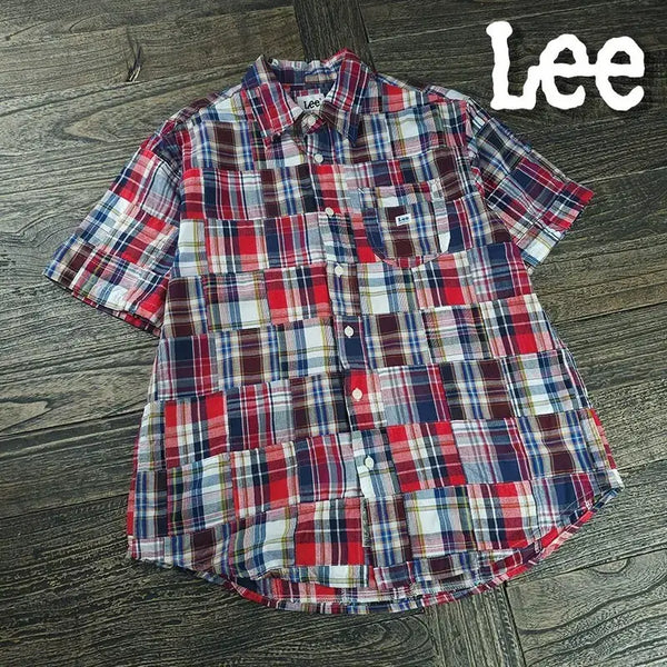 [BUNJANG] LEE Oversized Madrid Check Short-Sleeve Shirt / 리 오버핏 마드라드 체크 반팔 셔츠 M21584