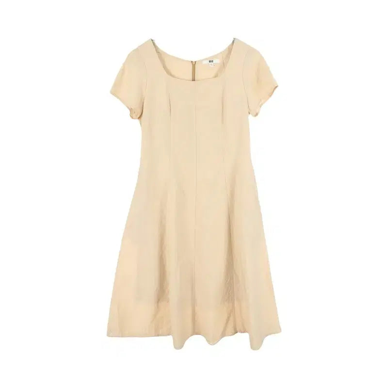 [BUNJANG] Uniqlo Women's Square Neck Dress Poly Cotton Blend Size S / 유니클로 (WOMEN - S) 폴리 코튼 스퀘어넥 원피스