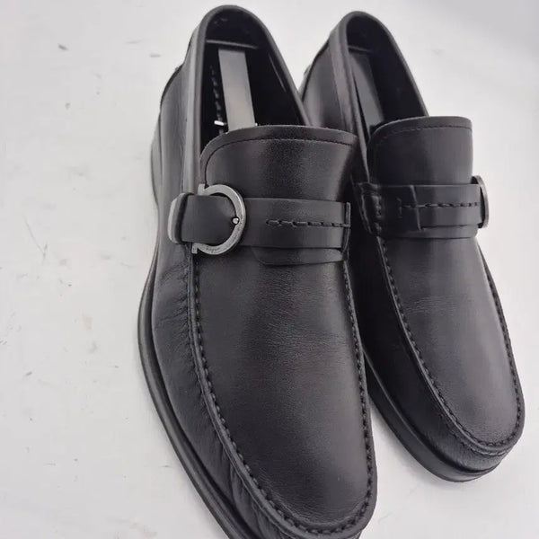 [BUNJANG] Salvatore Ferragamo Men's Black Leather Loafers / 페라가모 로퍼 블랙 남성 신발