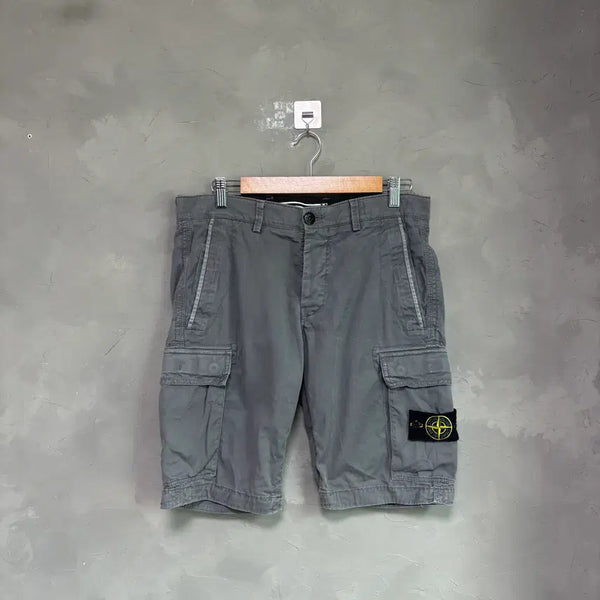 [BUNJANG] Stone Island Washed Cargo Shorts Grey / 스톤아일랜드 워싱 카고 팬츠 반바지 그레이