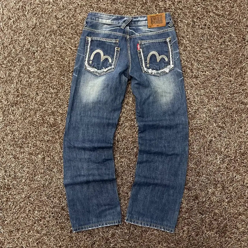 [BUNJANG] Evisu Washed Denim Pants / 27 에비수 포켓 로고 워싱 데님 팬츠