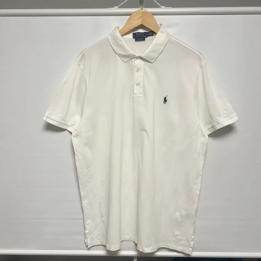 [BUNJANG] Polo Ralph Lauren Custom Slim Fit White Stretch Short Sleeve Polo Shirt XL / [QR정품/XL] 폴로 랄프로렌 커스텀슬림핏 화이트 스트레치 카라티 반팔