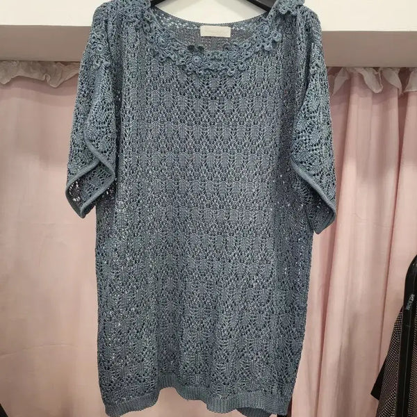 [BUNJANG] Women's See-Through Knit Blue / 여성 시스루 니트 블루