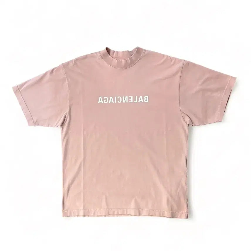 [BUNJANG] Balenciaga Mirror Logo Oversized T-Shirt Pink / 발렌시아가 미러 반팔티셔츠 핑크 S / 남여공용