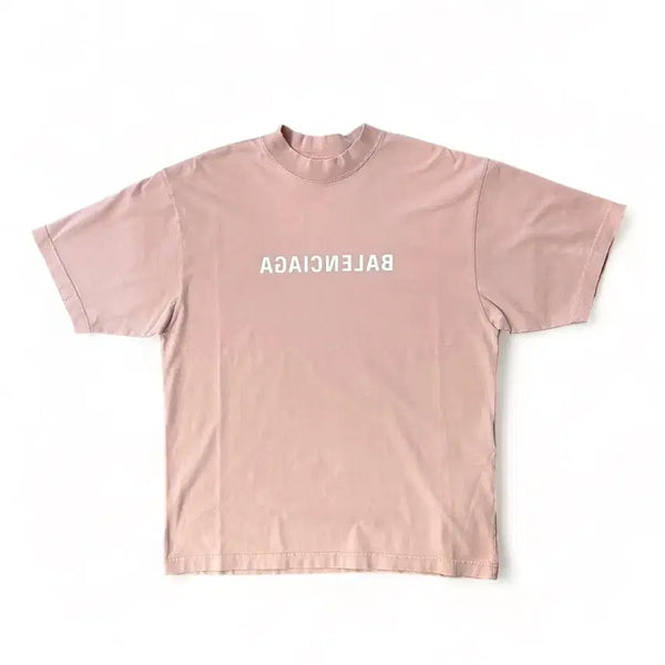 [BUNJANG] Balenciaga Mirror Logo Oversized T-Shirt Pink / 발렌시아가 미러 반팔티셔츠 핑크 S / 남여공용