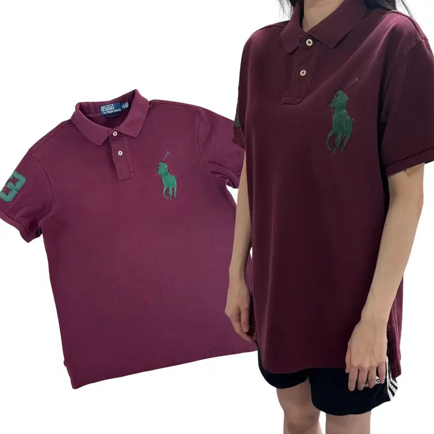 [BUNJANG] Polo Ralph Lauren Burgundy Big Pony Short Sleeve Polo Shirt / 폴로 랄프로렌 버건디 빅포니 반팔카라티 (No.40)