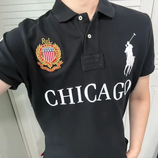 [BUNJANG] Polo Ralph Lauren Big Pony Chicago Chief Keeper T-Shirt (M-L) / [정품 L] 폴로랄프로렌 빅포니 치프키프 시카고 블랙 카라티