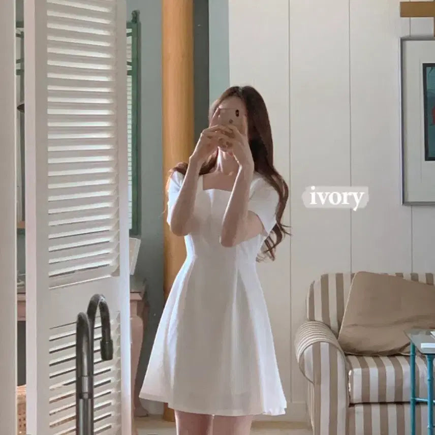 [BUNJANG] From The Day One Rosé Square Mini One-Piece Dress / 프롬데이원 로제 스퀘어 미니홀원피스 하객룩 오피스룩