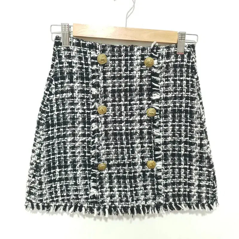 [BUNJANG] Gold Trim Tweed Skirt / 금장 트위드 스커트 S_M2122