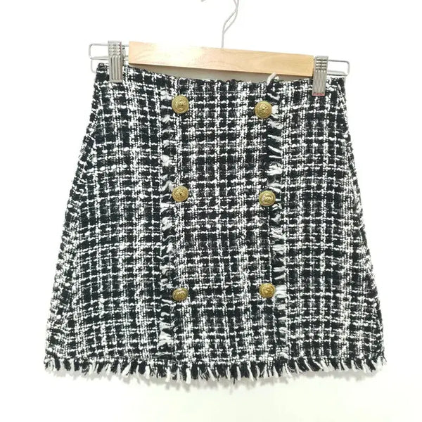 [BUNJANG] Gold Trim Tweed Skirt / 금장 트위드 스커트 S_M2122