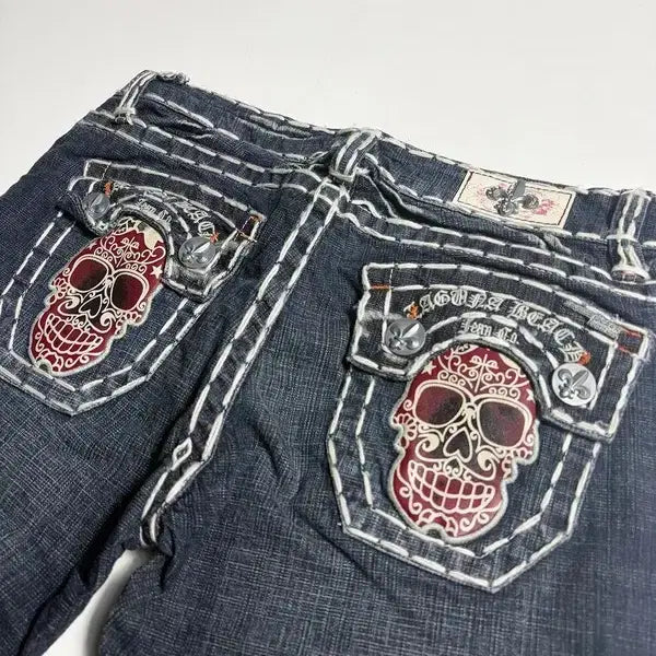 [BUNJANG] Laguna Beach 00s Y2K Punk Deadstock Stitch Embroidered Denim Pants / 라구나비치 00's Y2K 펑크 데드스탁 스티치 자수 데님팬츠 R2441
