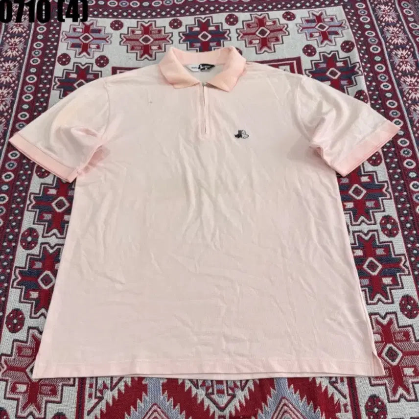 [BUNJANG] Black & White Pink Color T-Shirt / 블랙앤화이트 핑크 카라티
