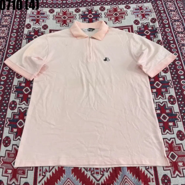 [BUNJANG] Black & White Pink Color T-Shirt / 블랙앤화이트 핑크 카라티