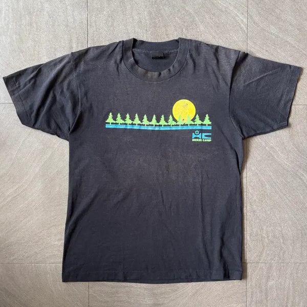 [BUNJANG] 1990s Vintage USA Made Black Short Sleeve T-Shirt - Men's L / 90년대 미국 생산 블랙 반팔 티셔츠