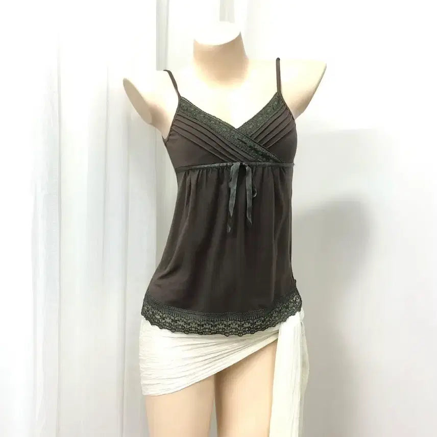 [BUNJANG] Vintage Brown Sleeveless Top / brown sleeveless top