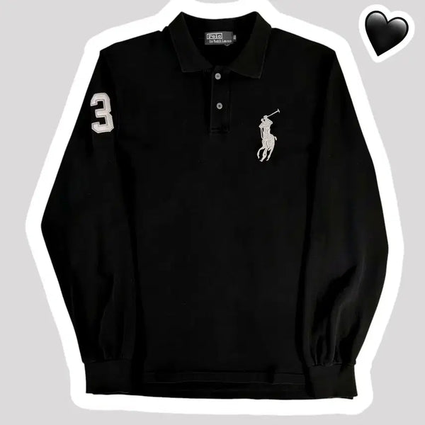 [BUNJANG] Polo Ralph Lauren Black Big Pony Silver Logo Polo Shirt XL / 폴로 랄프로렌 블랙 빅포니 실버로고 카라티 (No.46)