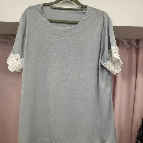 [BUNJANG] Women's Lace Collar Blouse - Summer New Arrival / 여성 블라우스 여름 신상 레이스 카라 티셔츠
