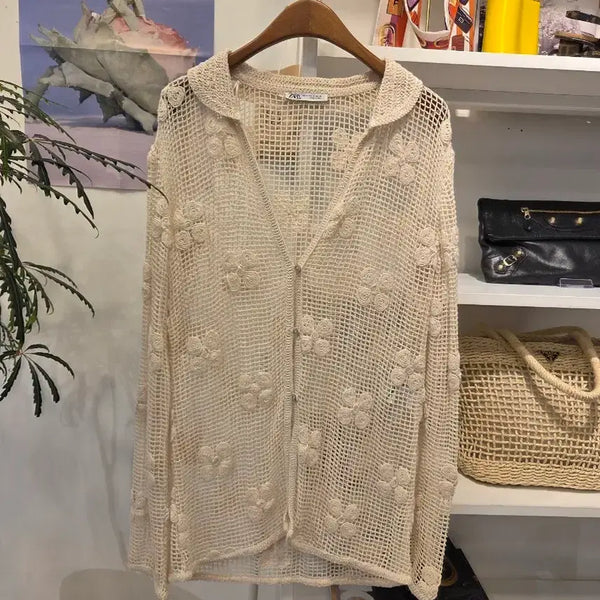 [BUNJANG] Zara Lace Net Knit Cardigan / 자라 레이스 그물 니트 가디건