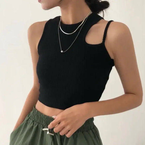 [BUNJANG] Unique Strap Cropped Tank Top / 여름 크롭 나시