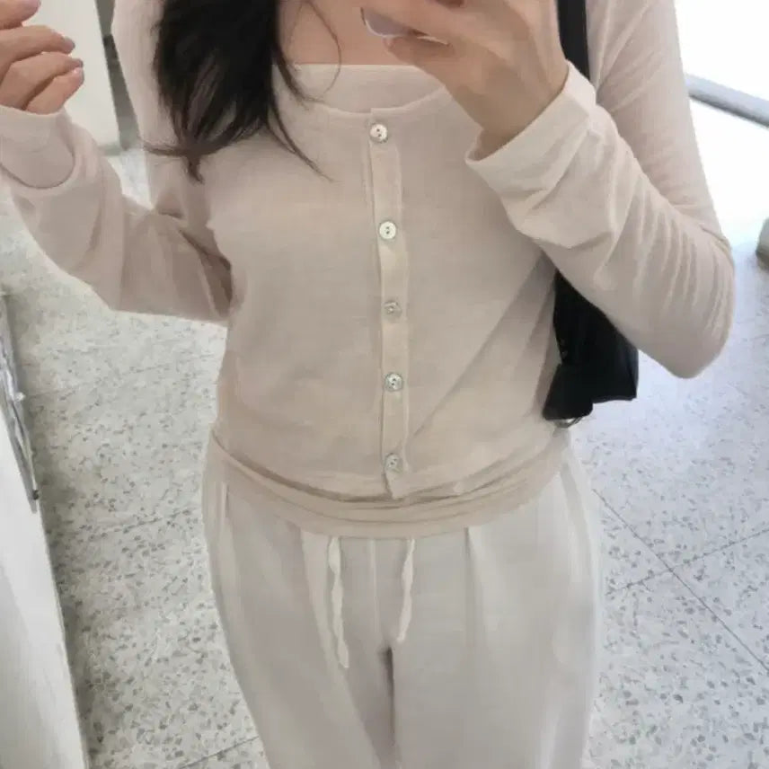 [BUNJANG] Halter Neck Top and Cardigan Set / 홀터나시세트
