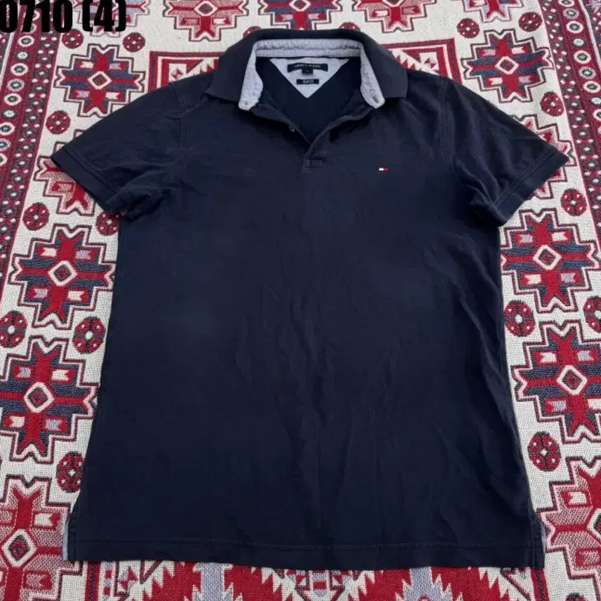 [BUNJANG] Tommy Hilfiger Navy Collar T-shirt / 타미힐피거 반팔 카라티 네이비