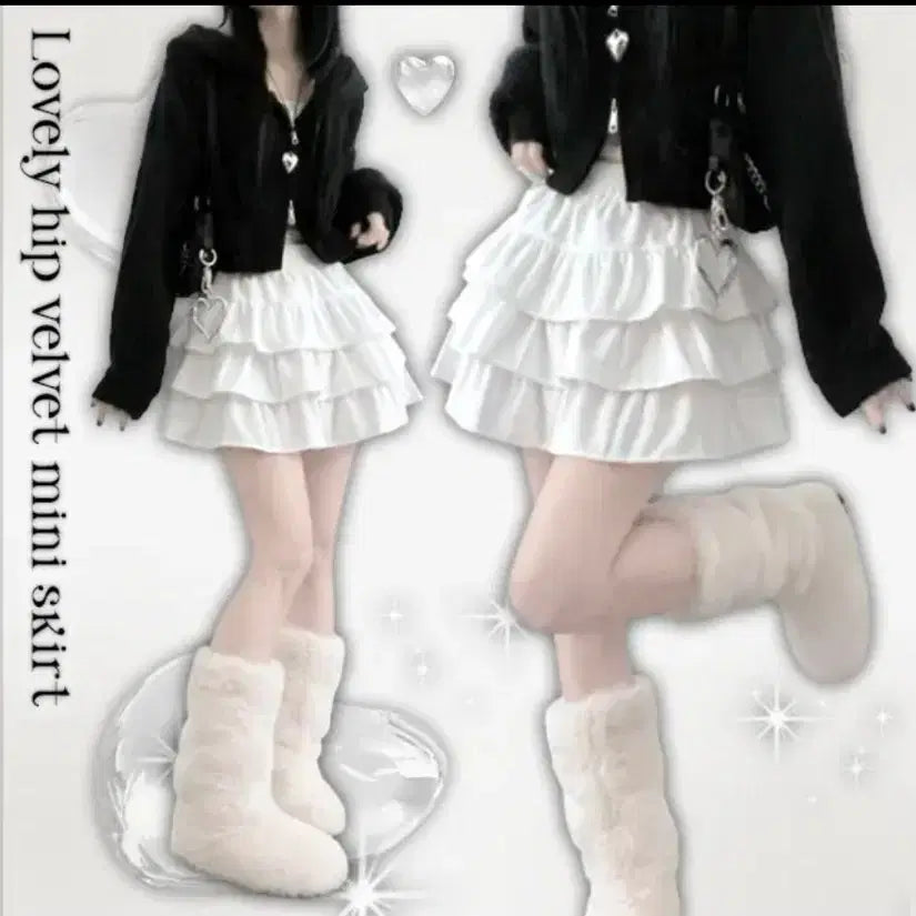 [BUNJANG] A-blily Tiered Mini Skirt White / 캉캉스커트 에이블리