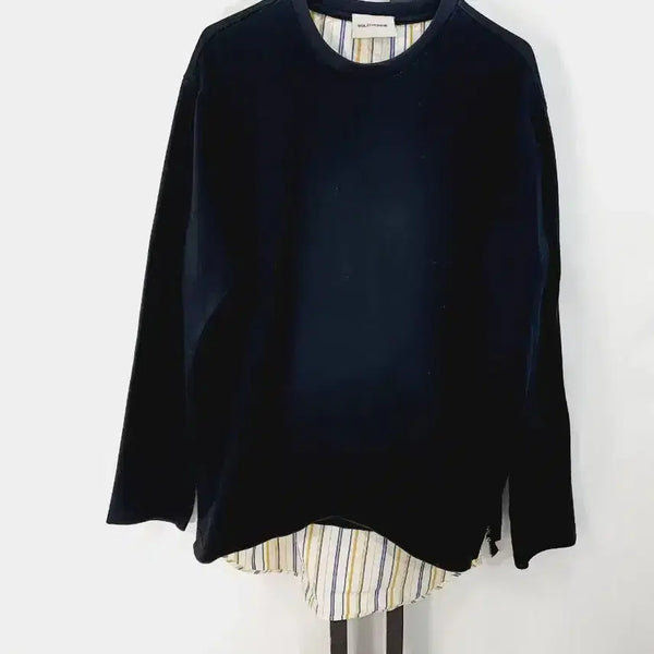[BUNJANG] Solid Homme Layered Shirt Long Sleeve T-Shirt Black / 솔리드옴므 셔츠 레이어드 긴팔 티셔츠 맨투맨 블랙 105