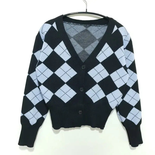 [BUNJANG] Argyle Knit Cardigan / 아가일 니트 가디건 F_M2832