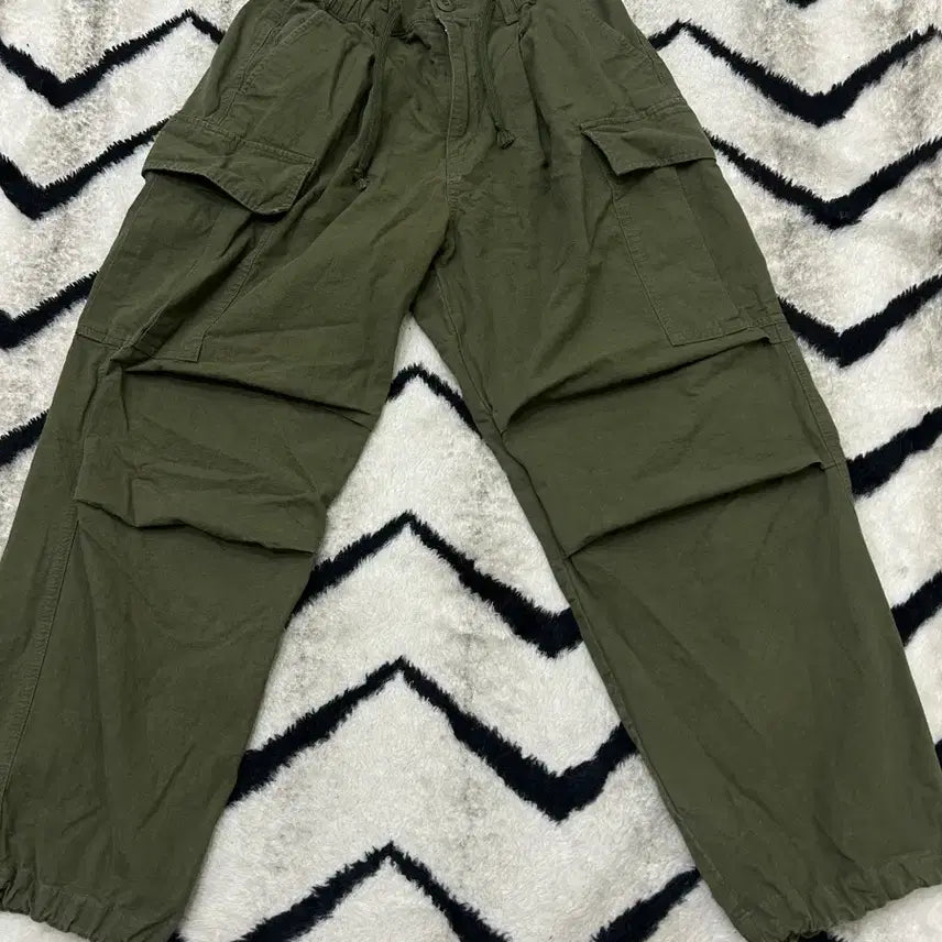 [BUNJANG] Not For Nerds Ripstop Wide Parachute Cargo Pants Khaki / [M]낫포너드 립스탑 와이드 파라슈트 카고 팬츠/카키