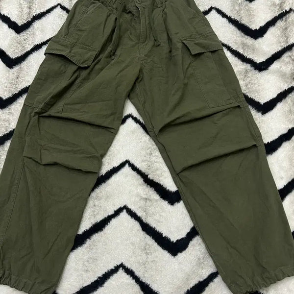 [BUNJANG] Not For Nerds Ripstop Wide Parachute Cargo Pants Khaki / [M]낫포너드 립스탑 와이드 파라슈트 카고 팬츠/카키