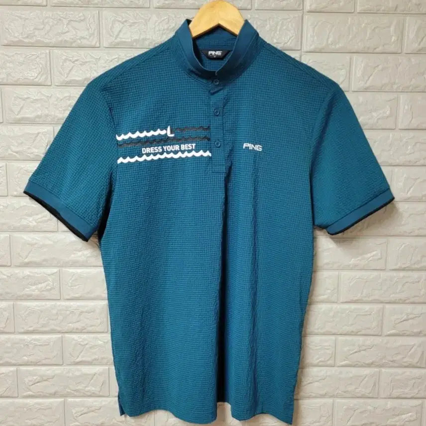 [BUNJANG] PING Golf Seersucker High-neck Short-sleeve T-shirt / 핑골프 시어서커 하이넥 반팔티셔츠