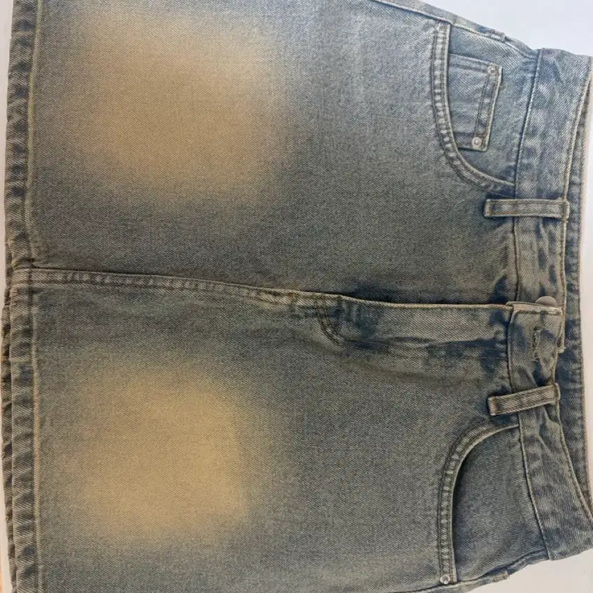 [BUNJANG] Washed Denim Mini Skirt Vintage Look / 데님 스커트 워싱 빈티지 룩