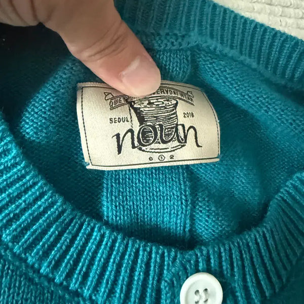 [BUNJANG] Known Essential Crewneck Cardigan Turquoise / [1] 노운 - 에센셜 크루넥 가디건 터콰이즈 [1회착]