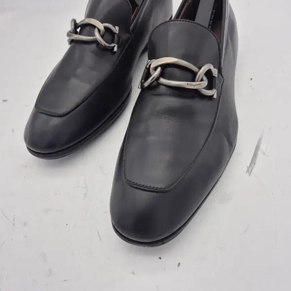 [BUNJANG] Salvatore Ferragamo Gancini Loafers Black Leather Shoes / 페라가모 간치니 로퍼 블랙