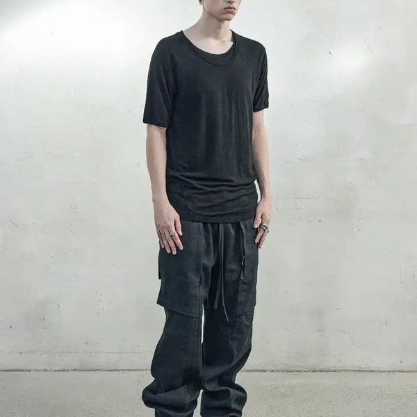 [BUNJANG] Blackmerle Double Neck Tee - Black / Blackmerle double neck tee /black