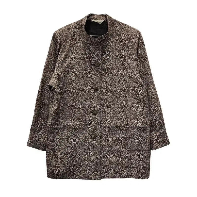 [BUNJANG] Japanese Avant-garde Dot Brown Collarless Jacket / 재패니즈 아방가르드 차이나카라 도트 브라운 자켓 MADE IN JAPAN