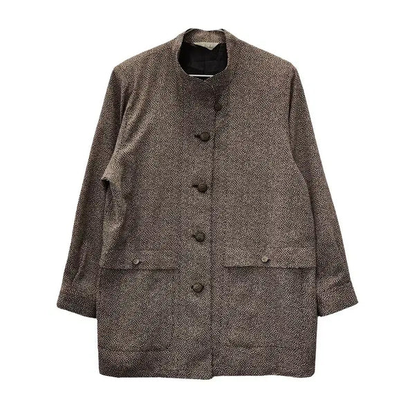 [BUNJANG] Japanese Avant-garde Dot Brown Collarless Jacket / 재패니즈 아방가르드 차이나카라 도트 브라운 자켓 MADE IN JAPAN