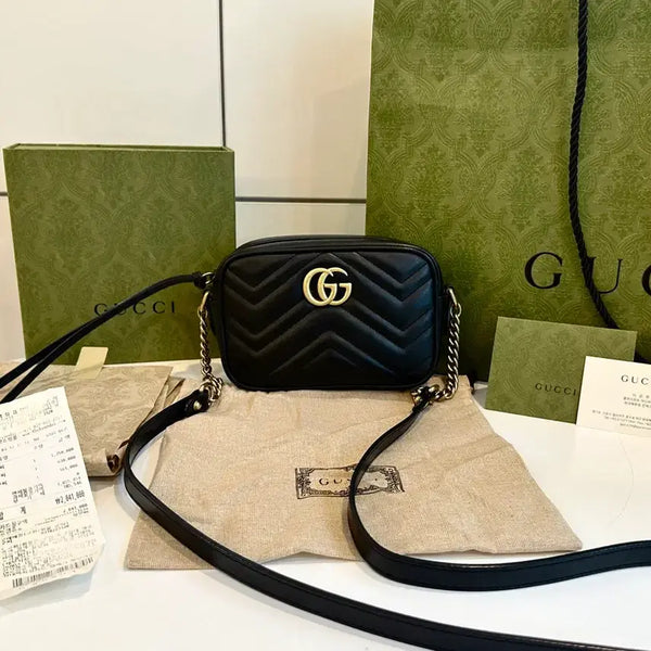 [BUNJANG] Gucci GG Matelassé Marmont Crossbody Camera Bag / [백화점구매/영수증포함] 구찌 gg마몽 마틀라세 크로스백 카메라백 체인백