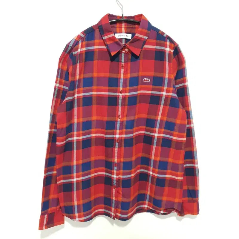[BUNJANG] Lacoste Women's Slim Fit Checked Flannel Shirt M2847 / 라코스테 여성 슬림핏 4도 기모 체크 셔츠 36_M2847