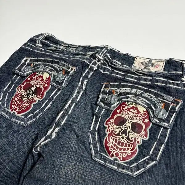 [BUNJANG] Laguna Beach 00s Y2K Punk Deadstock Stitch Embroidered Denim Pants / 라구나비치 00's Y2K 펑크 데드스탁 스티치 자수 데님팬츠 R2442